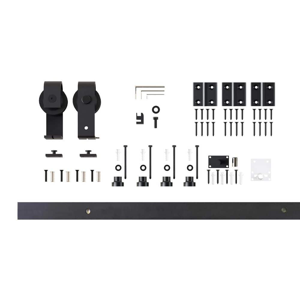 2.75 ft./33 in. Black Rustic Single Bi-Fold Sliding Barn Door Track and Hardware Kit with T-Shape Roller for 2-Doors price history on PriceWatchPro