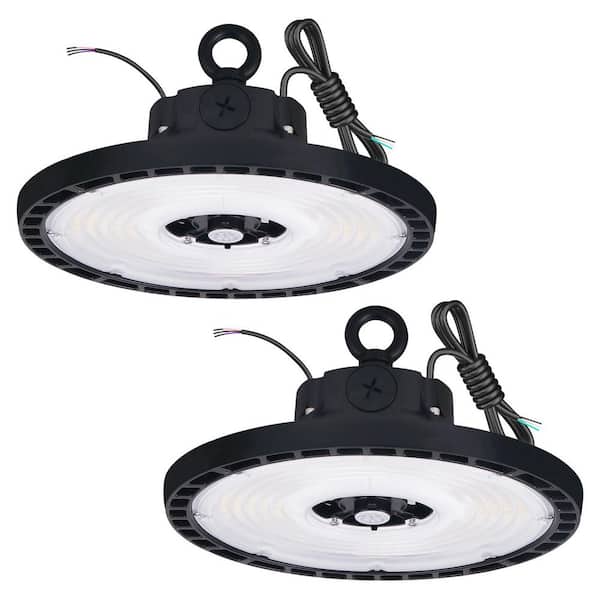 Integrated LED 150-Watt UFO High Bay Light, 2CCT, Up to 21450LM, 90º Beam, Dimmable, IP65 UL, DLC Premium Black 2 Pack