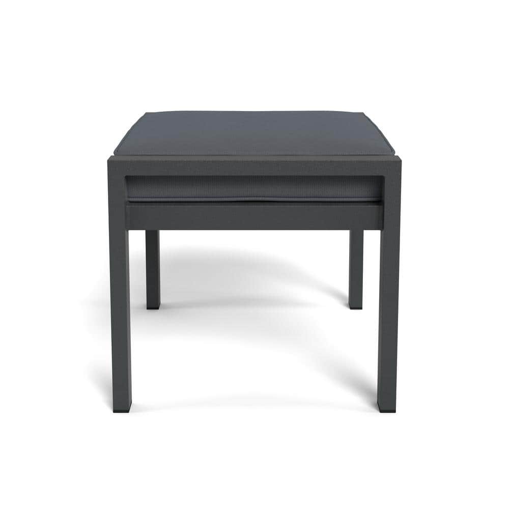 Lakeview Charcoal 17'' Modern Aluminum Outdoor Ottoman with Cushion