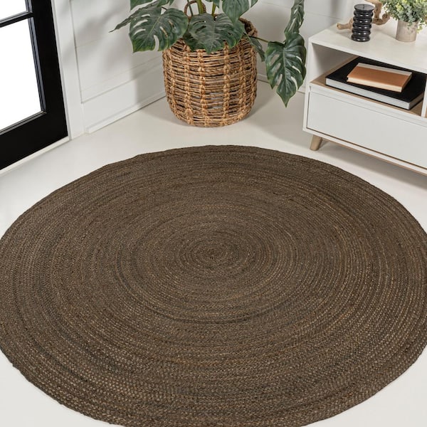 Zara Braided Coastal Cottage Round Jute Brown 6 ft. Round Area Rug