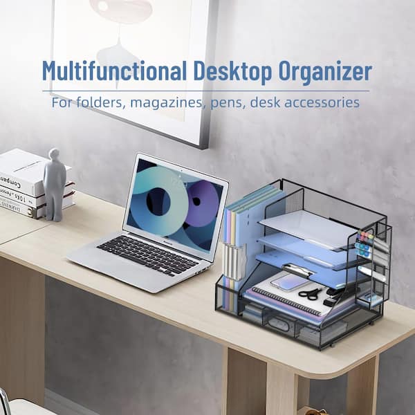 Afoxsos Black 11 in. x 13 in H Metal Industrial Desk