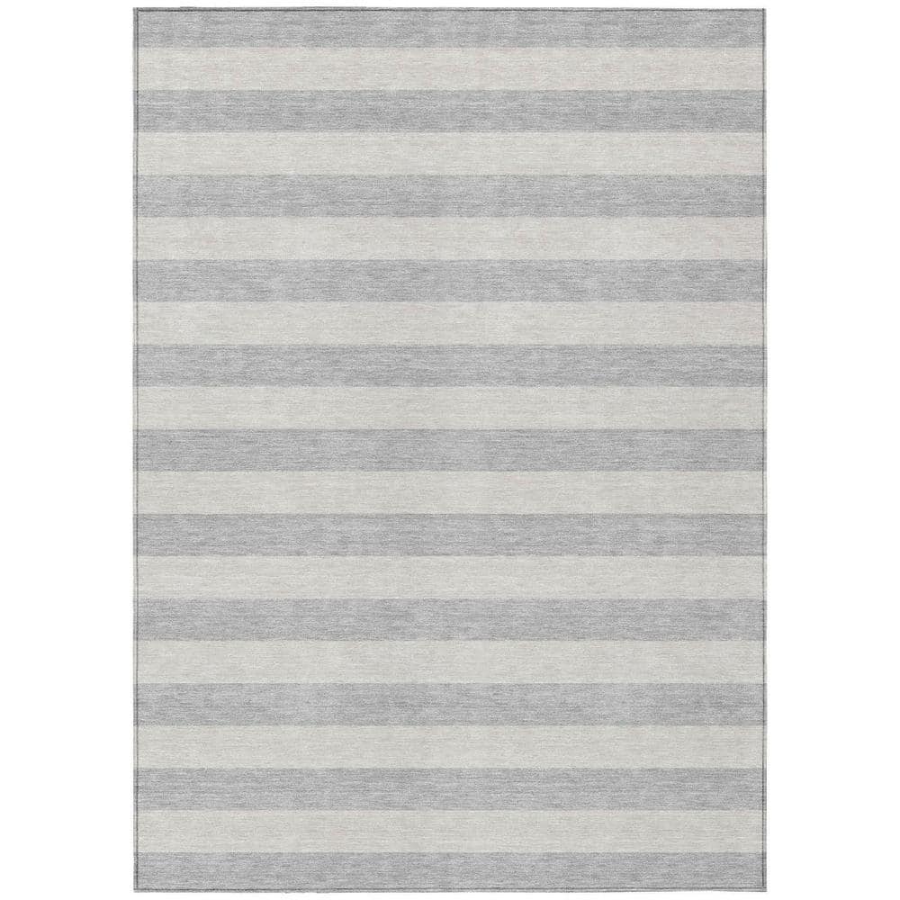Gray and Ivory 3 ft. x 5 ft. Woven Striped Polyester Rectangle Indoor/Outdoor Area Rug price history on PriceWatchPro