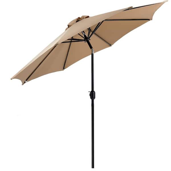 Tidoin 9 ft. Steel Market Tilt Patio Umbrella in Khaki
