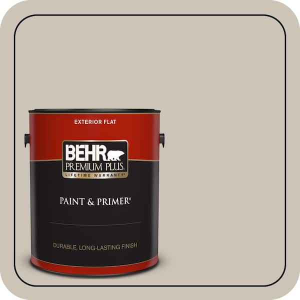 BEHR PREMIUM PLUS 1 gal. Designer Collection #DC-009 Vintage Pewter Flat Exterior Paint & Primer