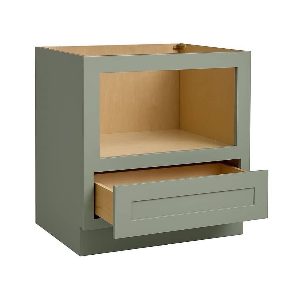 Shaker Assembled 30 in. x 34.5 in. x 24 in. Microwave Base Cabinet with 1-Drawer in Jade Green price history on PriceWatchPro