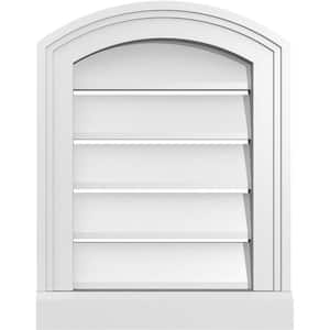 14 in. x 16 in. Arch Top Surface Mount PVC Gable Vent: Decorative with Brickmould Sill Frame