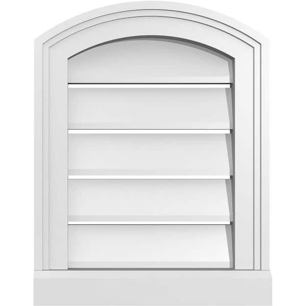 Ekena Millwork 14 in. x 16 in. Arch Top Surface Mount PVC Gable Vent: Decorative with Brickmould Sill Frame