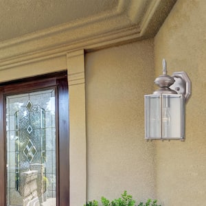 Kinsley 13 in. Pewter 1-Light Outdoor Line Voltage Wall Sconce with No Bulb Included