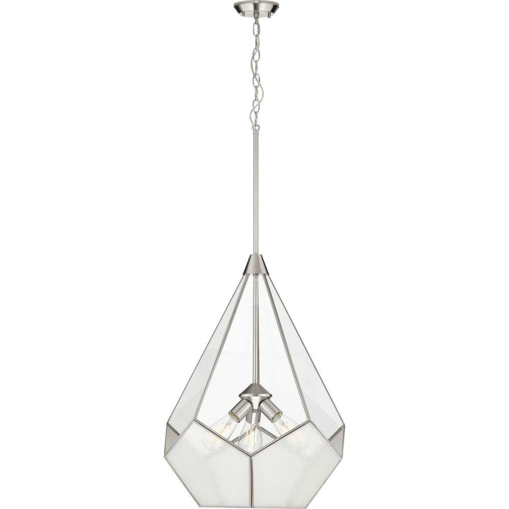 Cinq Brushed Nickel Geometric Glass Pendant Light