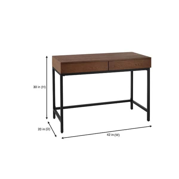 Donnelly Black Metal and Haze Wood Finish Writing Desk with 2 Drawers (42 in. W x 30 in. H)