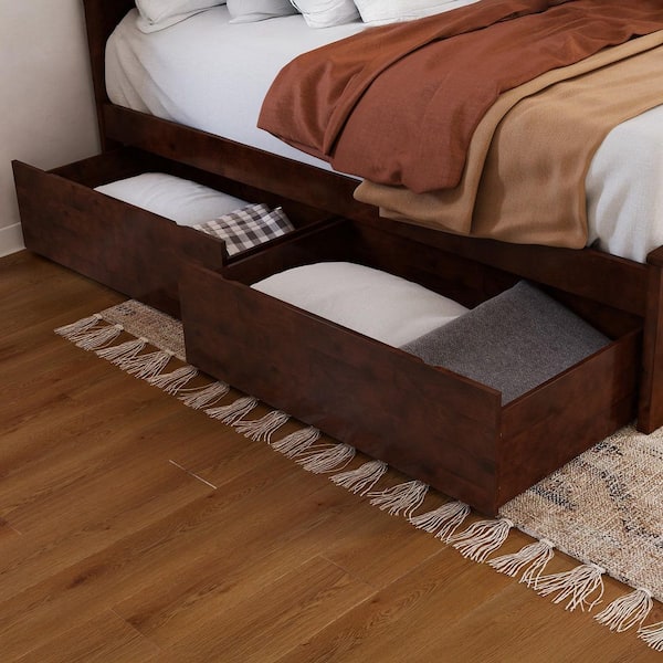 Urban Walnut Bed Drawers Queen-King