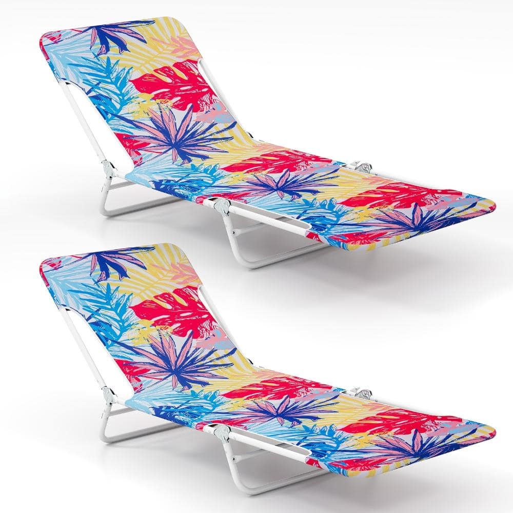 Set of 2 5-Position Lay-Flat Beach Recliners with Carry Straps and 330 lb. Capacity, Pink price history on PriceWatchPro