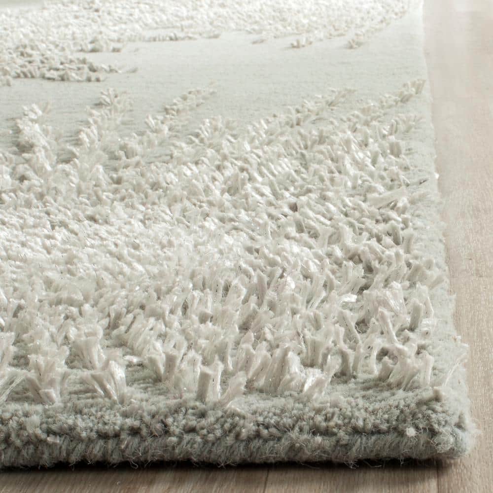 Grey and Ivory Hand-Tufted Wool Area Rug
