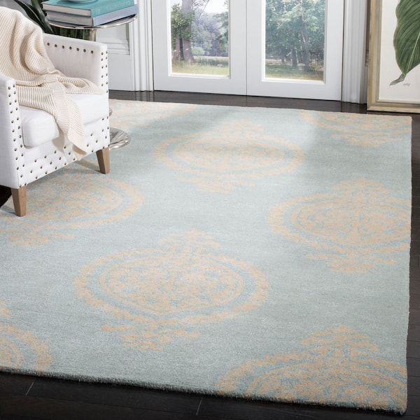 Soho 2 ft. x 3 ft. Blue/Beige Ornate Area Rug