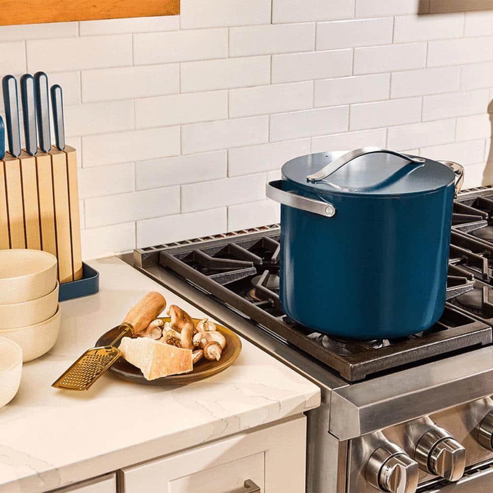 Gray Ceramic Nonstick 12 Qt Stock Pot with Lid
