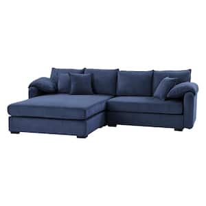 Carlo Modern Navy 104 in. 2-Piece Polyester Upholstered Reversible Sectional Sofa with Storage