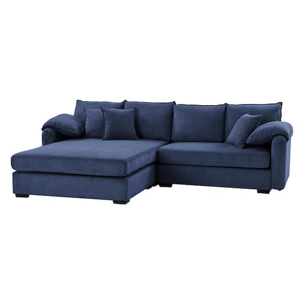 JAYDEN CREATION Carlo Modern Navy 104 in. 2-Piece Polyester Upholstered Reversible Sectional Sofa with Storage