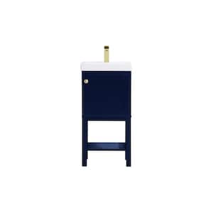 Timeless Home 17.5 in. W x 13.625 in. D x 34.25 in. H Single Bathroom Vanity in Blue with White Ceramic Top and Basin