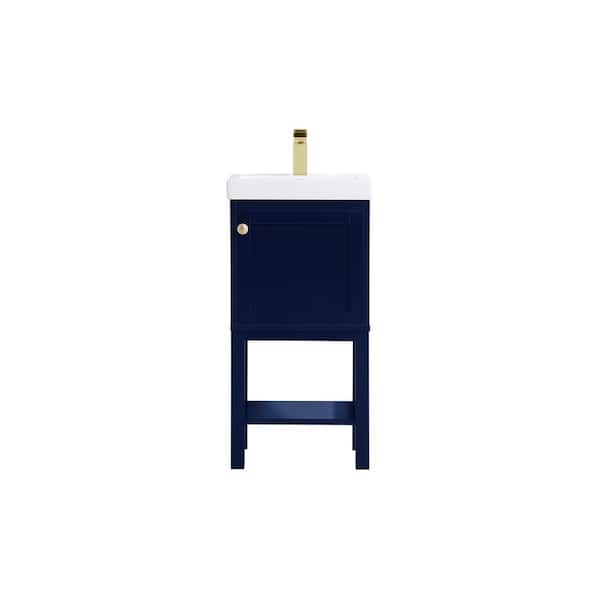 Unbranded Timeless Home 17.5 in. W x 13.625 in. D x 34.25 in. H Single Bathroom Vanity in Blue with White Ceramic Top and Basin