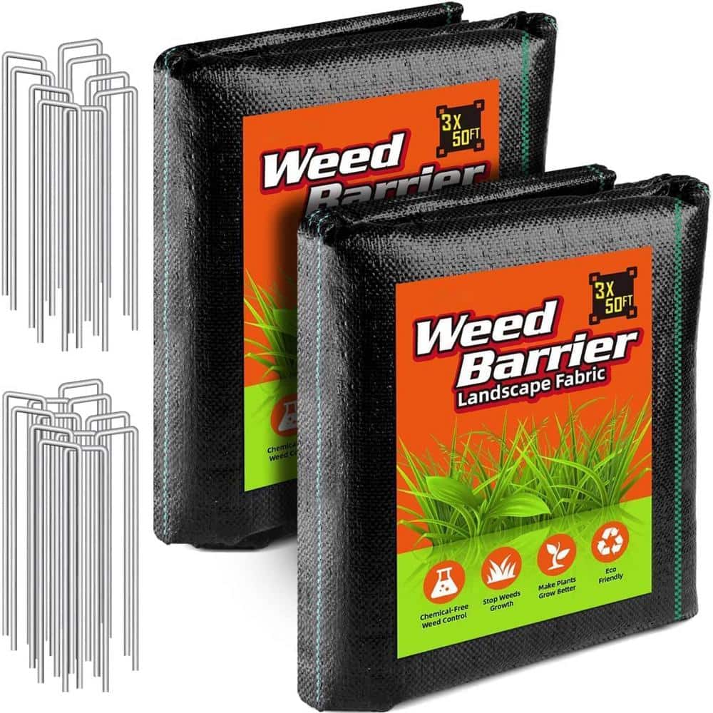 3 ft. x 100 ft. Gardening Control Mat Weed Barrier Fabric for Landscape Underlayment with 20 U-Shaped Securing Pegs price history on PriceWatchPro