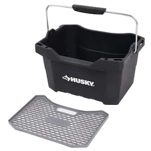 16 in. Black Plastic Multi-Use Tote with Grit Screen