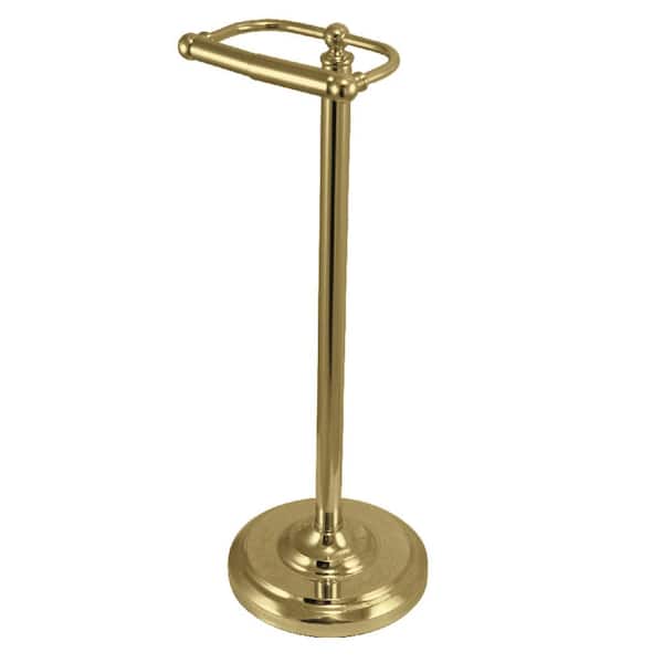 Vintage Freestanding Toilet Paper Holder in Brushed Brass