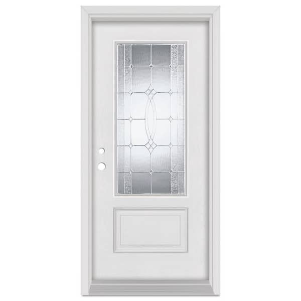 Stanley Doors 36 in. x 80 in. Diamanti Right-Hand Zinc Finished Fiberglass Mahogany Woodgrain Prehung Front Door