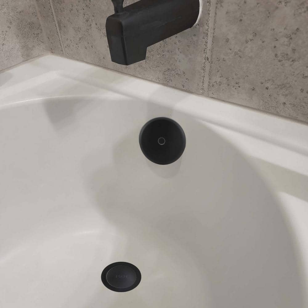 Matte Black Brass Touch-Toe Tub Drain Trim Kit