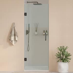 Nirvana 29.5 in. - 29.75 in. W x 76 in. H Frameless Pivot Hinged Shower Door in Matte Black with 3/8 in. Clear Glass