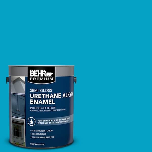 BEHR PREMIUM 1 gal. #AE-44 Electron Blue Urethane Alkyd Semi-Gloss Enamel Interior/Exterior Paint