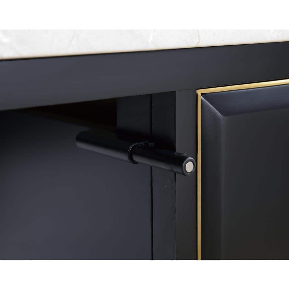 Mason 61" Black and Gold Double Vanity with Marble Top
