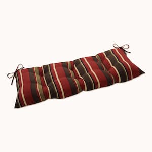Striped Rectangular Outdoor Bench Cushion in Brown