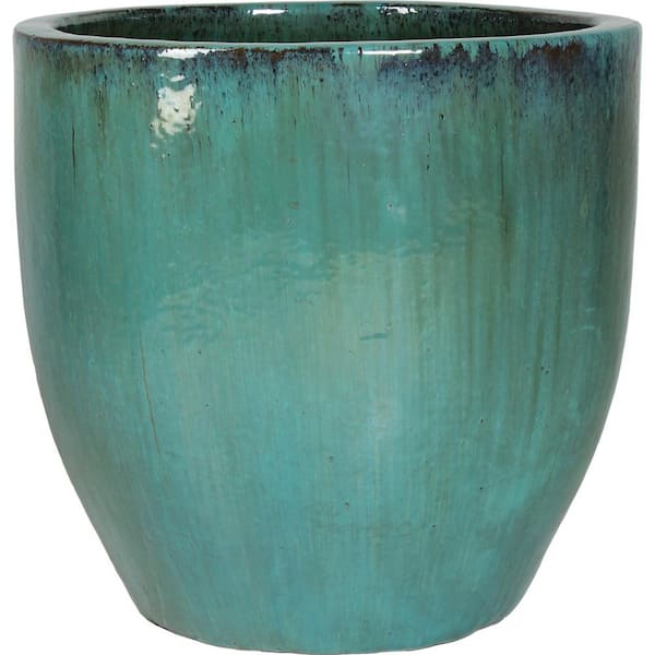Unbranded 11.5 in. Azul Ceramic Egg Planter