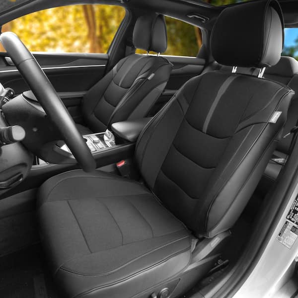 Universal 23 in. x 1 in. x 47 in. Fit Luxury Front Seat Cushions with Leatherette Trim for Cars, Trucks, SUVs or Vans