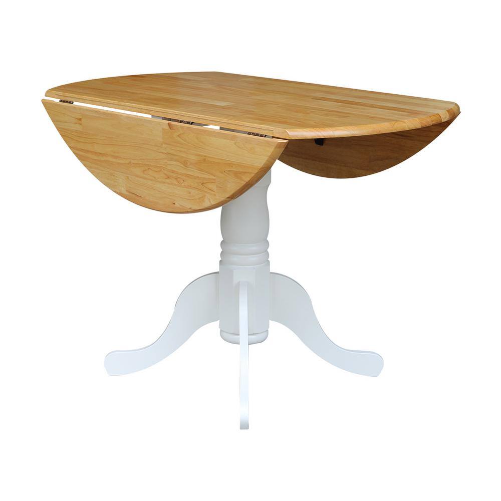 Cottage Charm Off-White Round Wood Extendable Dining Table