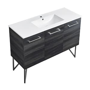 Annecy 48 in. Single, 2-Door, 1 Drawer Bathroom Vanity in Black with White Basin