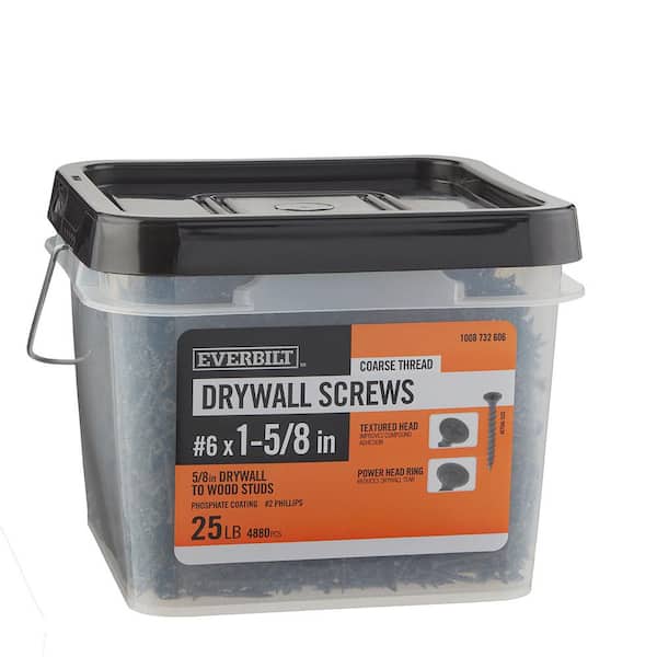 Everbilt #6 x 1-5/8 in. Phillips Bugle Head Coarse Thread Phosphate Drywall Screw 25 lbs.