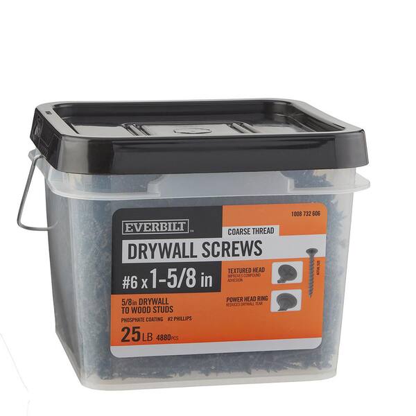 1 5/8 Drywall Screws Eite #6 Coarse Thread Drywall Screw By 2-Inch With Bugle Head, 5 Screws Assortment Kit