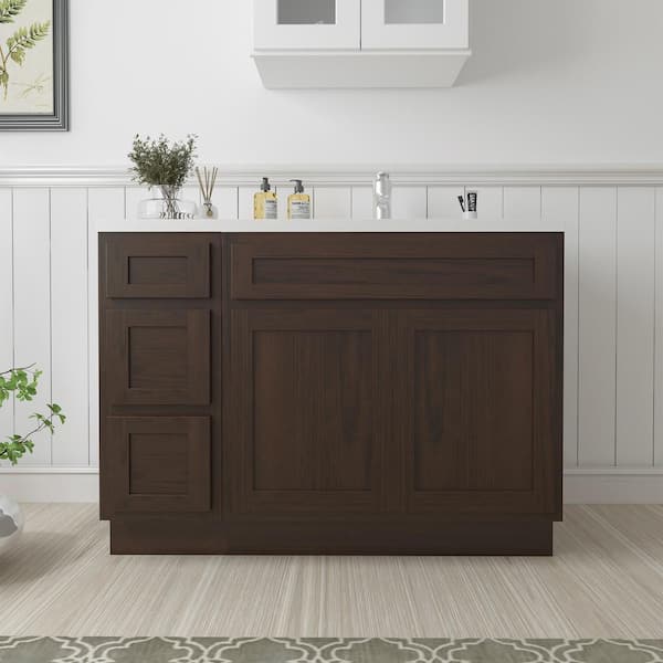 Vanity Art 51 in. W. x 21 in. D x 32.5 in. H Bath Vanity Cabinet without Top in Brown
