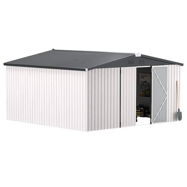 12 ft. W x 12 ft. D Metal Shed with Double Lockable Door in White (144 sq. ft. )