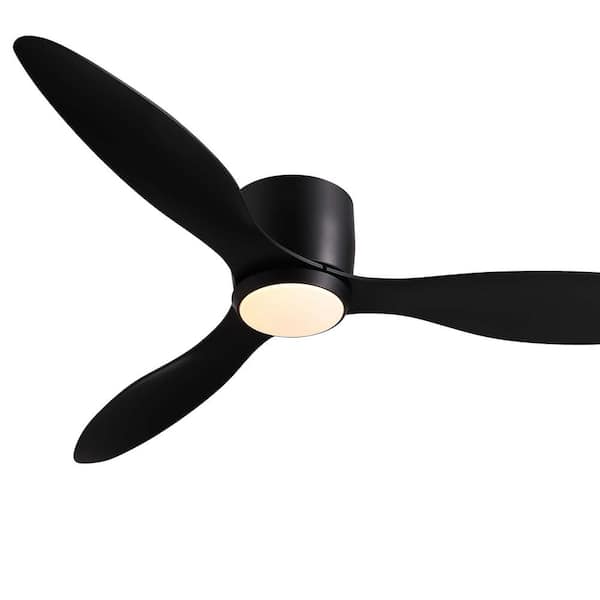 Unbranded 52 in. Indoor Smart Low Profile 3 Blades Black Ceiling Fans with Light Dimmable Led Lights with Remote Included