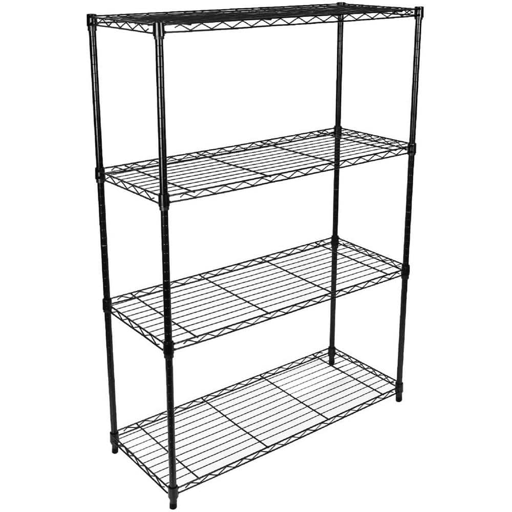 36-Inch Black Metal 4-Tier Heavy Duty Storage Shelving Unit