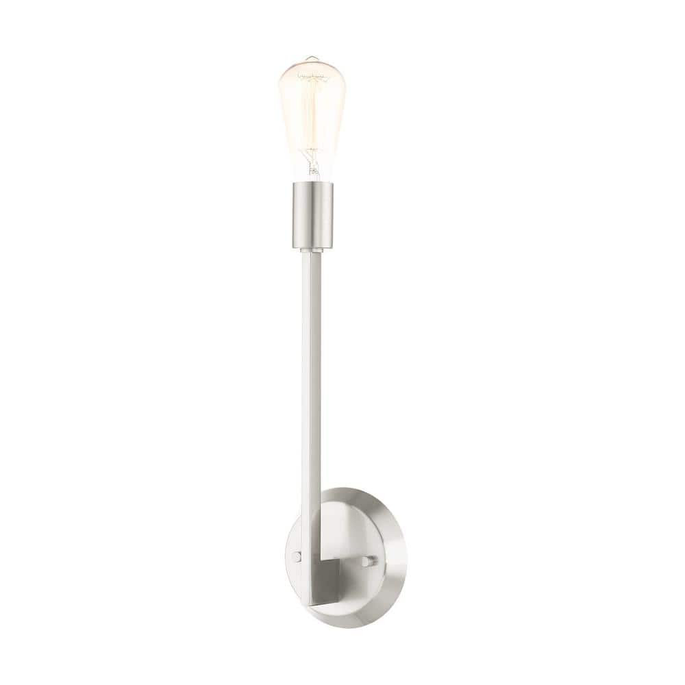 Prague Brushed Nickel 16" Contemporary Crystal Rod Sconce