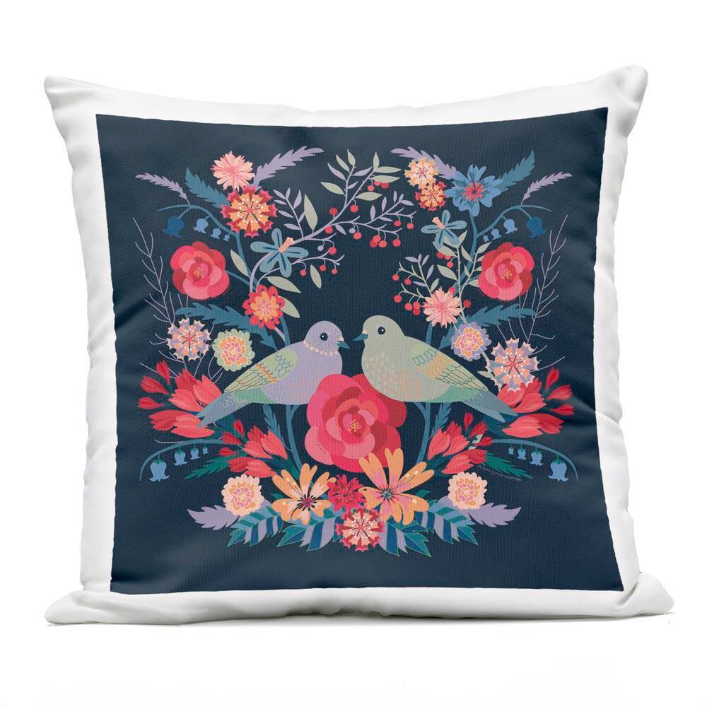 Symmetrical Birds and Flowers Multi-Color Square Outdoor Throw Pillow price history on PriceWatchPro