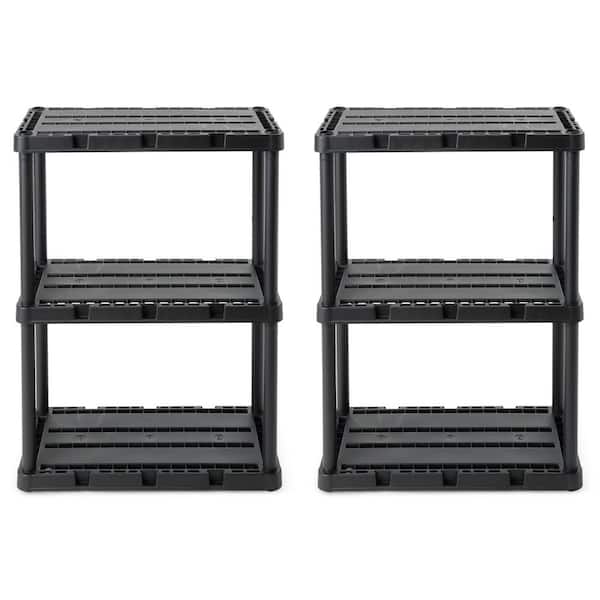 GRACIOUS LIVING 12 in. x 24 in. x 33 in. 3-Shelf Knect-A-Shelf Solid Light Duty Storage Unit in Black (2-Pack)