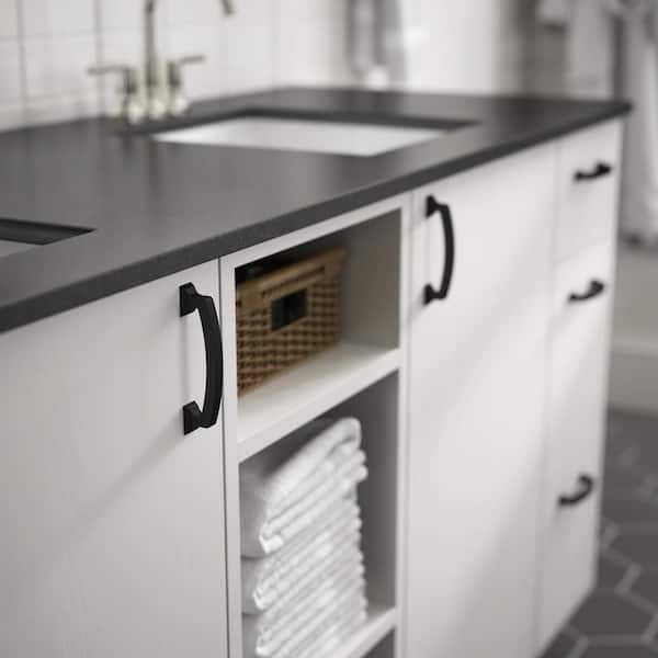 12-Pack Classic Edge 3-3/4 in. (96 mm) Classic Matte Black Cabinet Drawer Pull