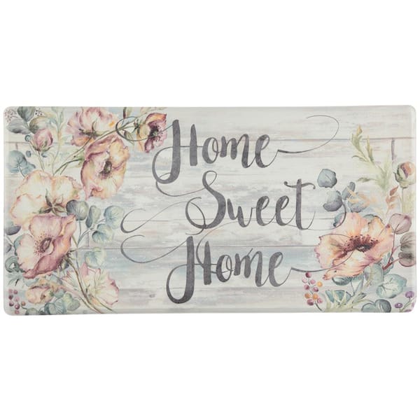J&V TEXTILES Home Sweet Home 20 in. x 39 in. Anti-Fatigue Kitchen Mat