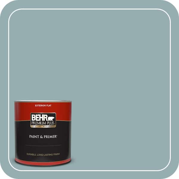 BEHR PREMIUM PLUS 1 qt. #ICC-66 Quiet Moment Flat Exterior Paint & Primer