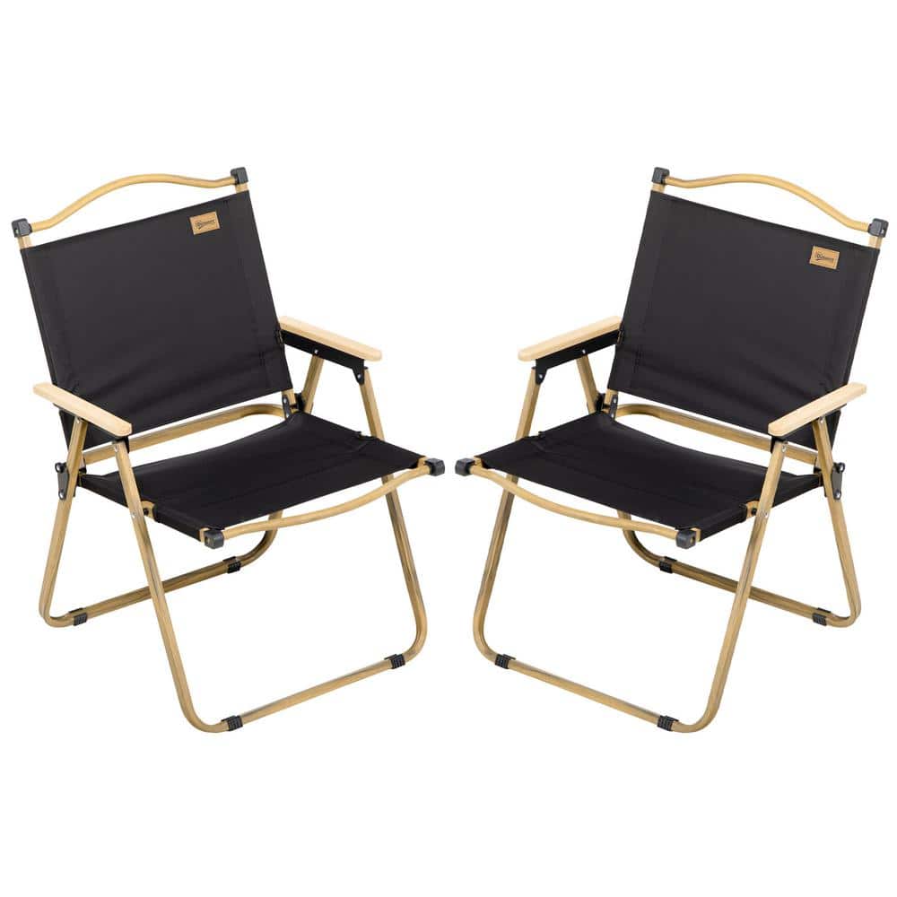 Black Folding Camping Chair, Lightweight and Portable Beach Chairs Armchair