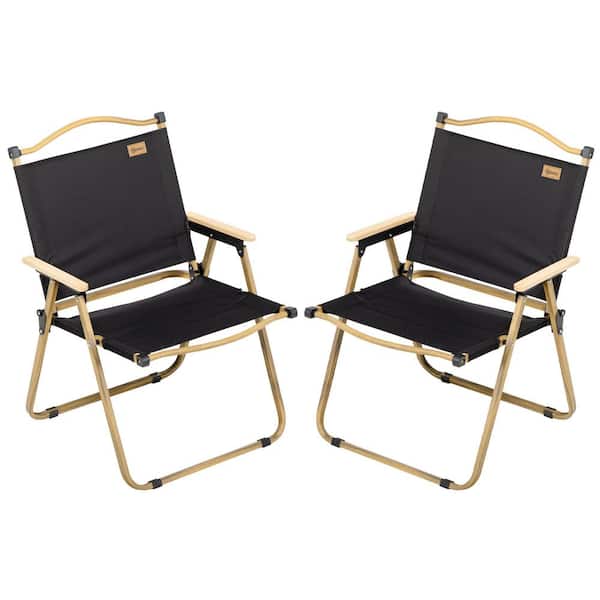 Black Folding Camping Chair, Lightweight and Portable Beach Chairs Armchairs for Fishing, Picnic and Hiking (2-Pack)